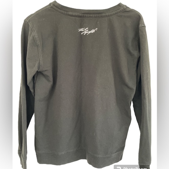 Karl Lagerfeld, Gold Tone Sunglasses on Black long sleeve Top, Size PSmall - Picture 3 of 9